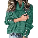 TTWOMEN Mode Damen Schleife Kragen Langarm Strickhemden Einfarbig Knöpfe Lässige Warme Pullover Bluse Top