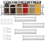 Queta Gewürzregal Gewürzständer Küchenregal selbstklebend ohne Bohren, ideal als Küchenablage Schrankeinsatz Organizer Badregal Hängeregal Dekoration (Silber-4 PACK)