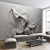 SIBUHUAU Tapete 3D dreidimensionale Relief grau Schönheit Ölgemälde moderne abstrakte Kunst Wandbild Wohnzimmer Schlafzimmer Tap