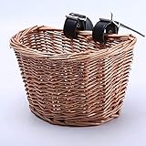 TADYL Gepäckträgertasche Für Fahrräder, Wicker Fahrradkorb Fahrradlenker Aufbewahrungskorb Mit Lederriemen, Handgewebter Fahrradvorderkorb Für Kinder Kinder-Primary Color||21 * 18.5 * 15