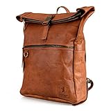Berliner Bags Vintage Rucksack Utrecht XL aus Leder, Fahrradrucksack mit Laptopfach für Damen und Herren - B