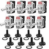 Gebildet Kippschalter 12-24V/15A, EIN/AUS Wippschalter mit Metallhebel, SPST 2-pin Rocker Toggle Switch mit Wasserdicht Schutzkappe, zum Auto KFZ LKW Boot (8 Pack, Schwarz)