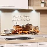 GRAZDesign Spritzschutz Küche für Herd Küchenrückwand Glas Spüle Bild-Motiv Zitat Essen ist EIN Bedürfnis, Küchenspiegel (60x60cm)