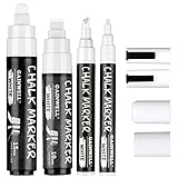 4er Pack weiße Kreidemarker - Reversible Jumbo- und Feinspitzen - 3mm, 6mm, 10mm, 15mm - Verwendung auf Kreidetafel, Whiteboard, Glas von GAINWELL