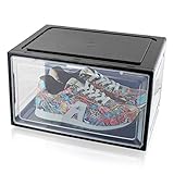 Bituxx Schuhbox Stapelbar Aufbewahrungsbox Kunststoffbox Schuhkasten Schuhkarton Schuhorganizer bis Gr.47 (Schwarz, 1 Stück)