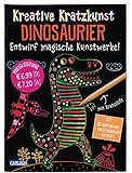 Kreative Kratzkunst: Dinosaurier: Set mit 10 Kratzbildern, Anleitungsbuch und H