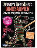 Kreative Kratzkunst: Dinosaurier: Set mit 10 Kratzbildern, Anleitungsbuch und H