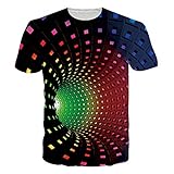 UNIFACO Unisex 3D Lustiges Gedrucktes T-Shirt Swirl Muster Sommer Rundhals Kurzarm Wear Tops 3XL