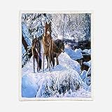 GHSYZY Schneewolf winterdecke (150x150) cm Decke Super Soft Fleece überwurf Decken für Bettwsche Sofa Schlafzimmer Decken Wohnzimmer R