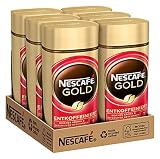NESCAFÉ GOLD Entkoffeiniert, löslicher Bohnenkaffee aus erlesenen Kaffeebohnen, ohne Koffein, vollmundig & aromatisch, 6er Pack (6 x 100g)