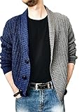 Strickwaren Herren Urban Mode Lose Neue Zweifarbig Spleißen V-Ausschnitt Strickjacke Design Männer Sweater Herbst Winter Britischer Stil Casual All-Match Herren Langarm M