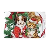 Weihnachtsbordüre Rotkäppchen Tiere Schmutzfangteppich für drinnen und draußen, 50,8 x 80,9 cm, waschbar, rutschfeste Fußmatte für den Eingangsbereich, Schuhe, Schaber, super saugfähig