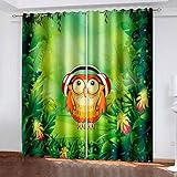 TINLAS Gardinen 200X178Cm Cartoon Tier Frosch Schlafzimmer Wohnzimmer Verdunkelungsvorhang Künstlerischer Blickdicht Vorhänge Kinderzimmer Thermovorhang Mit Ösen 2Er Set Fensterdek