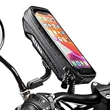 WACCET [Neue Generation] Motorrad Handyhalterung Wasserdicht Smartphone Halterung Motorrad 360°drehbar mit Regenschutz, Wasserdicht Motorrad Halterung für Smartphone bis zu 6,5' (schwarz)