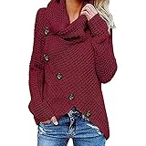 Damen Pullover lose Pullis Langarm Oberteil Rollkragen Outw