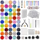 Nadelfilzset für Anfänger Erwachsene - 48 Farben Wolle Roving Filzen Basic mit kompletter Wollnadel Filzwerkzeuge für DIY Handwerk Home Dekoration Handspinning Projek