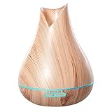 HOMCOM Aroma Diffuser Luftbefeuchter für ätherische Öle 7 Farben LED wasserlose automatische Abschaltung 300 ml Natur Ø16,5 x 22H