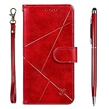 TOUCASA für Moto G6 Hülle,Handyhülle für Moto G6,Brieftasche PU Leder Flip [Prismatisch] Embossing Case Magnetverschluss Handytasche Klapphülle für Motorola Moto G6(Rot)