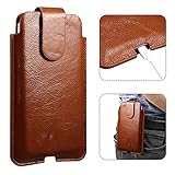 Universel Handy Gürteltasche Braun, Handytasche mit Gürtelschlaufe Leder, 6.1' Vertikale Smartphone Gürteltasche Outdoor Sport Hüfttasche Laufgürtel Holster für Handys Taille T