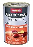 animonda GranCarno Hundefutter Adult Sensitiv, Nassfutter für ausgewachsene Hunde, Reines Huhn + Kartoffeln, 6 x 400 g