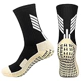 WACCET 2 Paar Fußball Socken Rutschfeste, Anti-blasen Unisex Sportsocken Gepolstert Trekking Wandersocken Atmungsaktive Basketball Fussball Socken für Herren/Dame/Kinder (Schwarz, L)