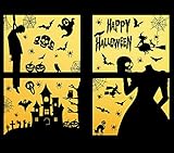 Voqeen Halloween Fenster Aufkleber Sticker Dekoration für Halloween Party Karneval Deko Fensterbilder Wandaufkleber Schaurig Spinnennetz Schläger Geist Schädel Gruselig Spuk