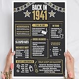 Holzbild Geschenk 80 Geburtstag 'Back in 1941' - personalisierbar zum Hinstellen/Aufhängen optional beleuchtet, 80 Geburtstag Frauen & Männer - Wand-Bild Aufsteller Dekoration - persönliches Geschenk