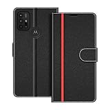 COODIO Handyhülle für Motorola Moto G30 Handy Hülle, Motorola Moto G30 Hülle Leder Handytasche für Motorola Moto G30 / Moto G10 Klapphülle Tasche, Schwarz/R