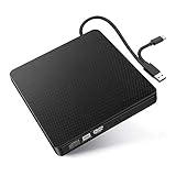 Tragbares externes DVD-Laufwerk, 2 in 1 USB 3.0 & Type-C CD/DVD-RW Recorder optischer CD-Brenner für Windows Linux Mac OS, kompatibel mit Chromebook, Macbook, Macbook Pro 2019,2020 (schwarz)