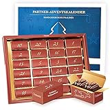 Pralinenbote - Adventskalender für Paare mit 48 handgefertigten Pralinen deutscher Chocolatiers in 24 Pralinenboxen, das Pralinen Geschenk