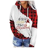 Weihnachten Kapuzen Sweatjacke Damen Baseball Shirt Oversize Bluse mit dreiviertelarm koreanische Kleidung Damen 90s Clothes Aesthetic Pullover fledermausärmel Amen Bluse mädchen Kleidung Herb