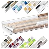 Wandora 1 Set Fliesenaufkleber 27 x 5,0 cm Kupfer marmor Silber Taupe Ziegel Design 15 I 3D Mosaik Fliesenfolie Küche Bad Aufkleber W1536