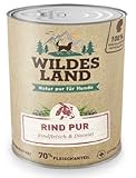 Wildes Land - Nassfutter für Hunde - Rind PUR - 6 x 400 g - mit Distelöl - Getreidefrei - Extra hoher Fleischanteil von 70% - Beste Akzeptanz und Verträglichk