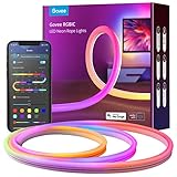 Govee Neon LED Strip 3m, RGBIC Neon LED Streifen mit App-Steuerung, DIY-Funktion, Musik Sync, funktioniert mit Alexa und Google Assistant, Neon Lichtband für Wohnzimmer, Schlafzimmer, Wand Dek