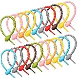 TOSSPER 20 Stücke Silikon Krawatte Tasche Clips Durable Kabelriemen Brot Wiederverwendbar Twisted Gummischnüre L