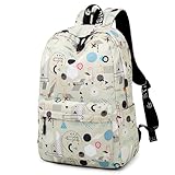 LYTHW Wasserdichter Rucksack Mädchen,Einfarbige Canvas Teenager Geometrische Mittlere S