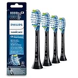 Philips Sonicare Original Aufsteckbürste Premium Plaque Defence HX9044/33, 10x mehr Plaqueentfernung, RFID-Chip, 4er Pack, Standard, Schw