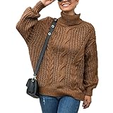 ZYYM Pullover Damen Winter Elegant Rollkragenpullover Strickpullover Grobstrickpullover Langarm Lose Pulli Oberteile Grobstrick Strickpulli Damen Winterpullover Warmer Mode Pullover Strickp