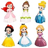BESTZY Prinzessinnen Cake Topper Mini Figurines Set Tortendeko Geburtstags Party liefert Puppe Disney Prinzessin Cupcake Figuren Dekoration 6 Stück