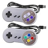 Laelr SNES USB-Controller 2er-Pack Kabelgebundene Retro-SNES-Gamepad-Controller für Super Nintendo mit 5-Fuß-USB-Verlängerungskabeln Joypad-Controller für Windows Laptop PC M