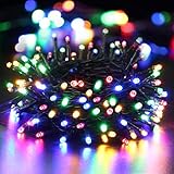 BrizLabs 100 LED Lichterkette Außen Bunt Batterie Lichterkette Innen Weihnachtsbeleuchtung 8 Modi Wasserdicht mit Timer für Weihnachtsbaum Schlafzimmer Hochzeit Garten Dekoration, Grünes Kab