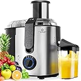 KESSER® Entsafter für Obst und Gemüse aus Edelstahl 1100W große 85 mm Einfüllöffnung inkl. Reinigungsbürste und Saftbehälter 3 Geschwindigkeitsstufen, Saftpresse Juicer, Silb