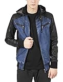 Urban Classics Herren Hooded Leather Jacket Jacke, Mehrfarbig (Denim/Black 552), M