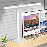 Schreibtischlampe LED Dimmbar, KableRika 12W Augenschutz Architektenlampe, Verstellbarer Schwanenhals Arbeitslampe, Berührungssteuerung Büro Tischlampe, 6 Farbmodi, Stufenloses Dimmen - Weiß