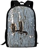 Schulrucksack,Tragen Sie jeden Tag Bookbag Adult Reiserucksäcke Laptop Computer Tasche Silhouette Gänse und Rohrkolben Unisex Langlebige Casual Daypack für das Schulg