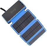 ZHANGYUEFEIFZ Portable Power Station Battery Generator Solar Power Bank 10000/20000MAAH, drahtloses, kabelloses, wasserdichtes tragbares Solarladegerät mit 3 Sonnenkollektoren und LED-Taschenlamp