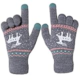 Chalier Damen Strick Handschuhe Touchscreen warme Fäustlinge Winter Damenhandschuhe mit Fleecefutter MEHRWEG