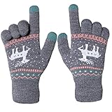 Chalier Damen Strick Handschuhe Touchscreen warme Fäustlinge Winter Damenhandschuhe mit Fleecefutter MEHRWEG