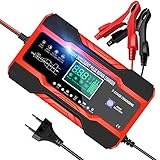 YDBAO Autobatterie Ladegerät 10A 12V 24V Batterieladegerät Auto Vollautomatisches Batterie Ladegerät Mit LCD Touchscreen Automatische Temperaturkompensation Reparaturmodus Für Auto Motorrad Boot R