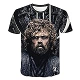 Unisex Sommer T-Shirt 3D-Digitaldruck Game of Thrones Serie Muster lässig Männer und Frauen Kurze Ärmel-B_S